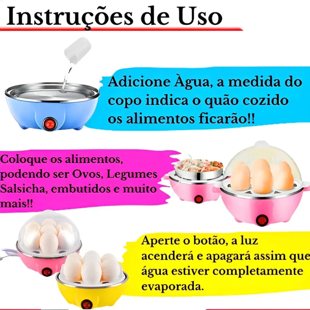 Cozedor de Ovos Elétrico Multifuncional - Egg Cooker 110V - (Cor Sortida) Generico