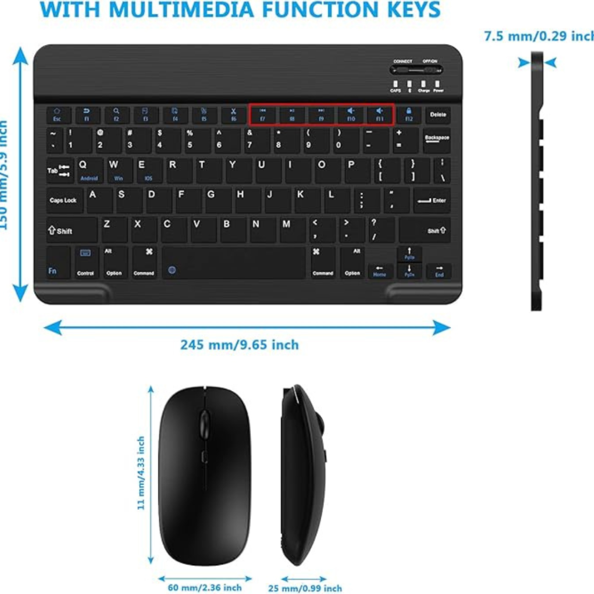 Kit Fone de Ouvido Bluetooth Tune 510 + Conjunto Teclado e Mouse Sem Fio - Preto