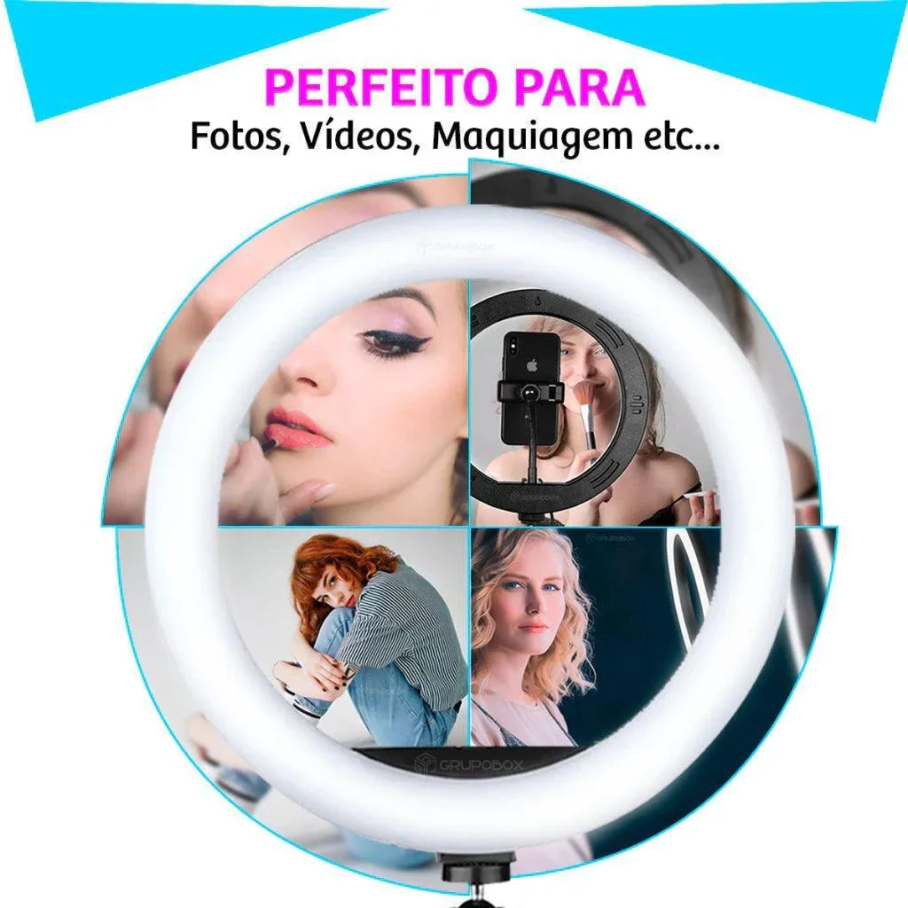 Kit Youtuber com Tripé + Ring Light + Microfone de Lapela Sem Fio AltoTech