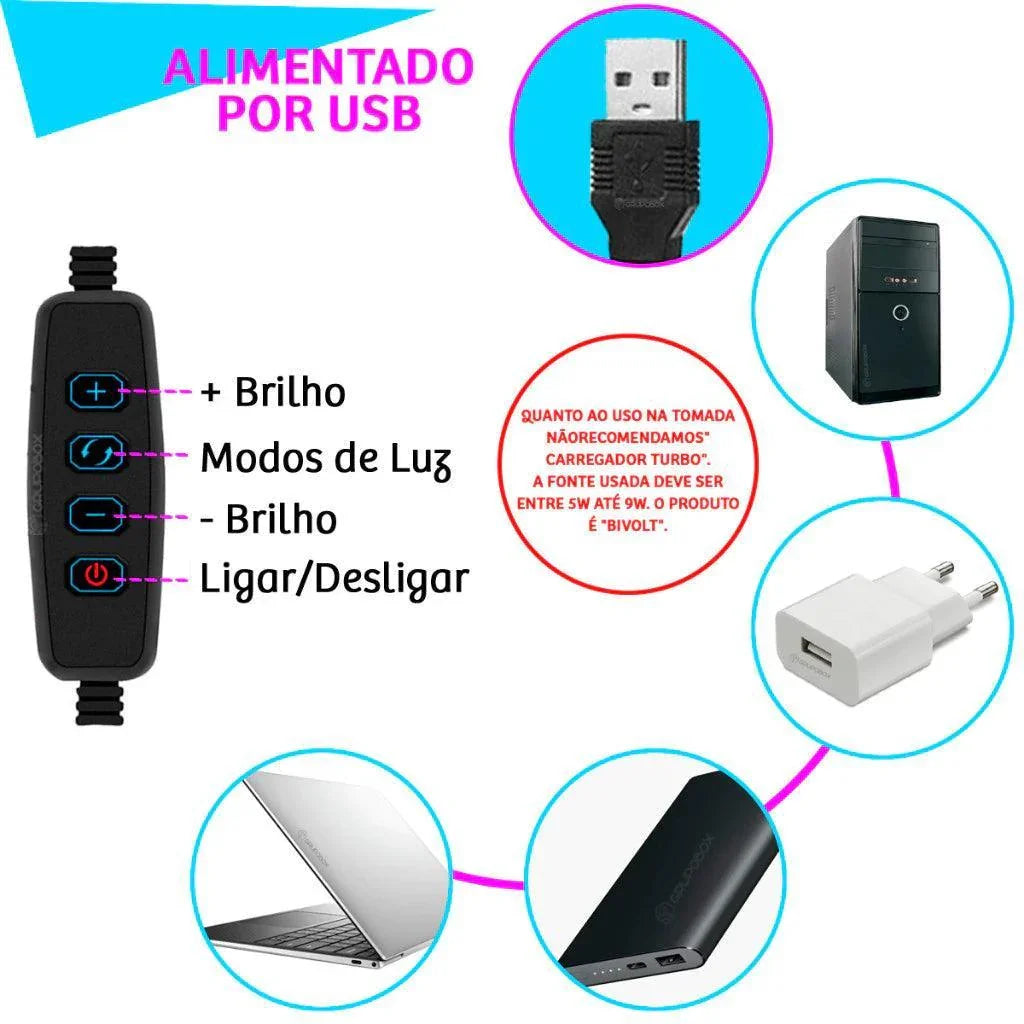 Kit Youtuber com Tripé + Ring Light + Microfone de Lapela Sem Fio AltoTech