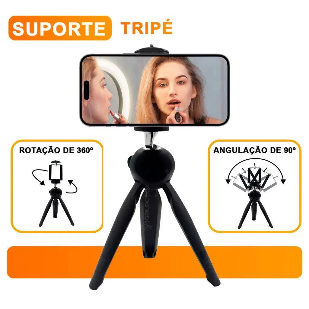 Kit Youtuber com Tripé + Ring Light + Microfone de Lapela Sem Fio AltoTech