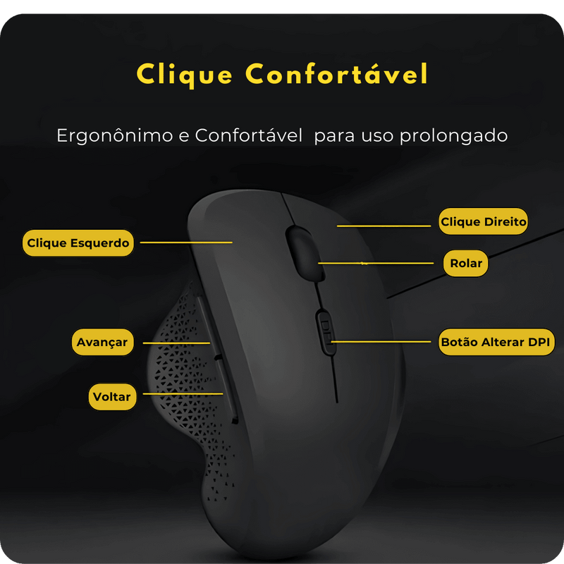 Mouse Bluetooth Recarregável DPI 1.600 USB