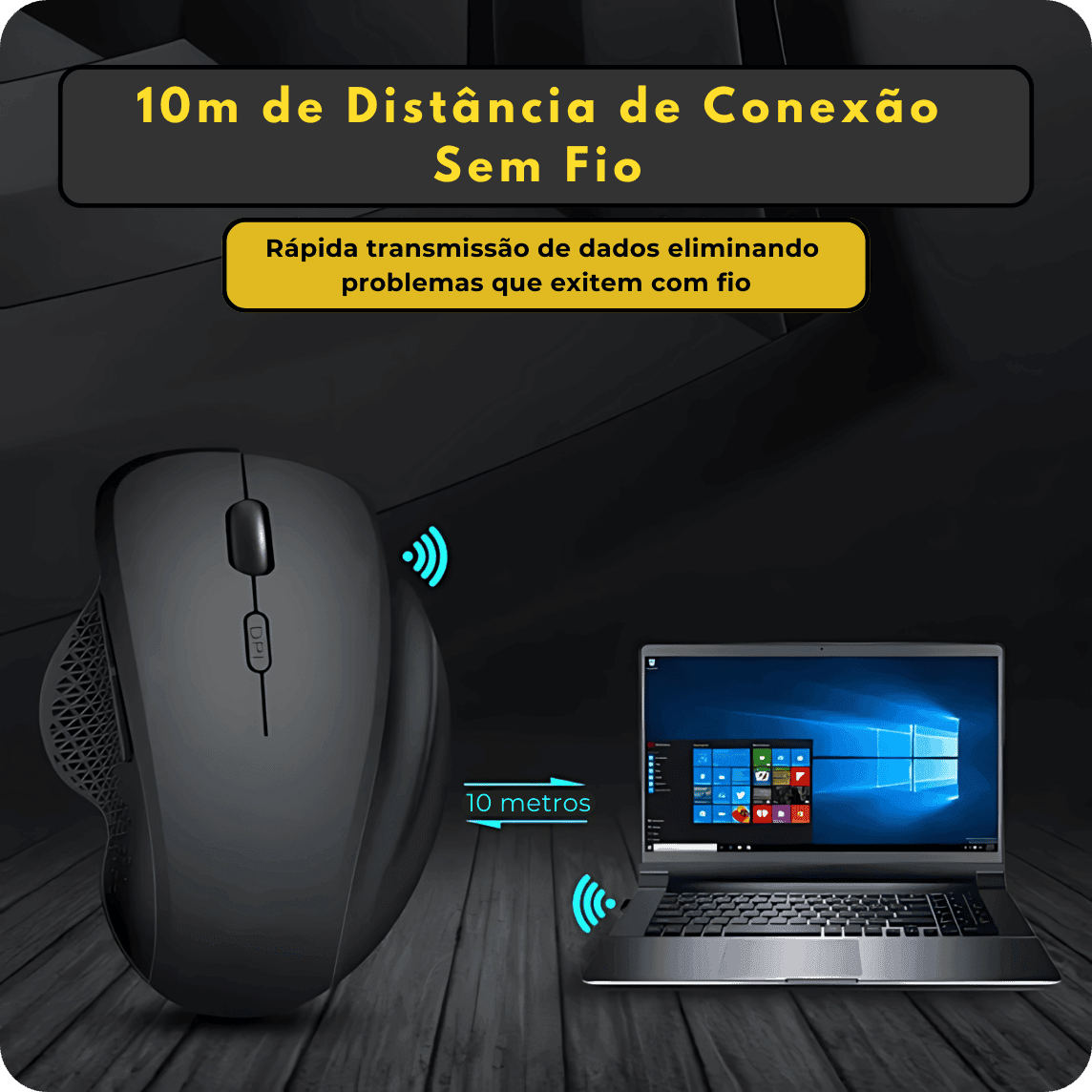 Mouse Bluetooth Recarregável DPI 1.600 USB AltoTech