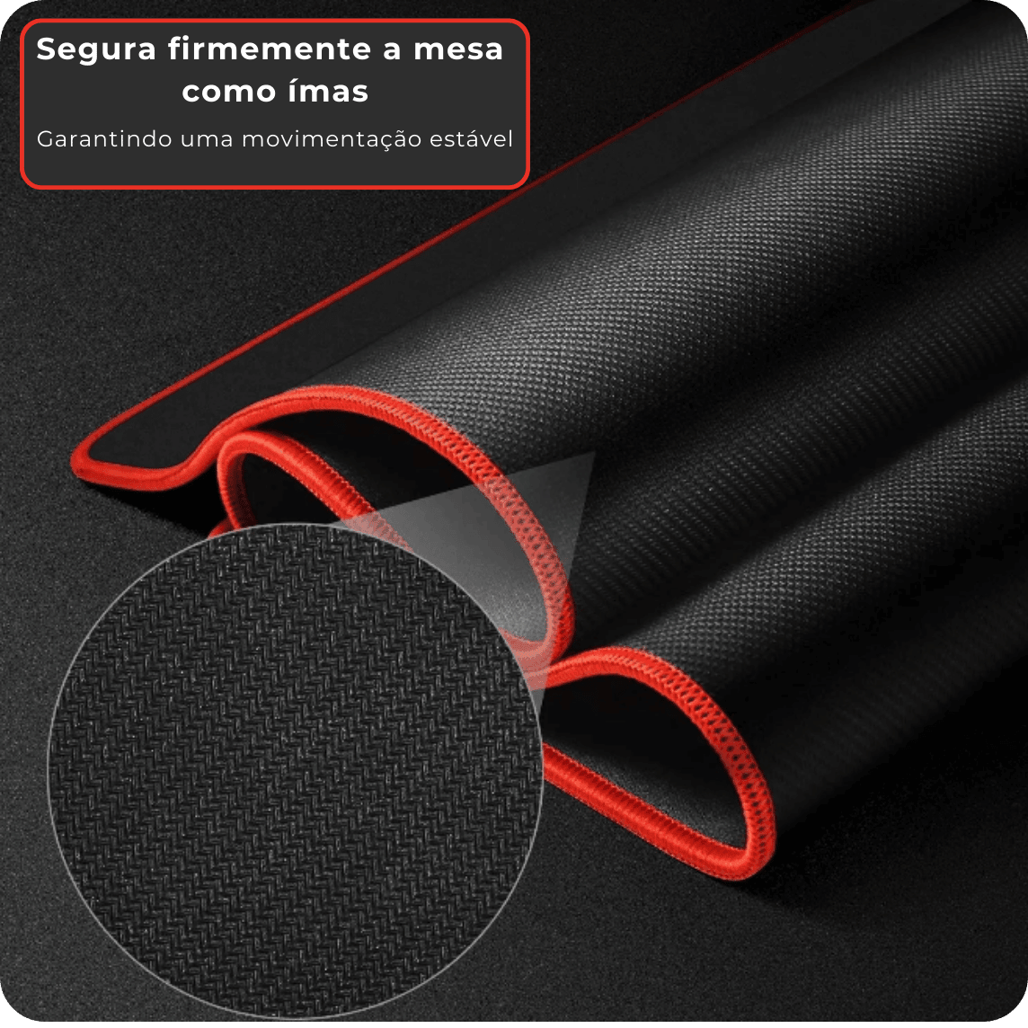 Mousepad Sensix Antiderrapante com Borda Costurada Vermelha