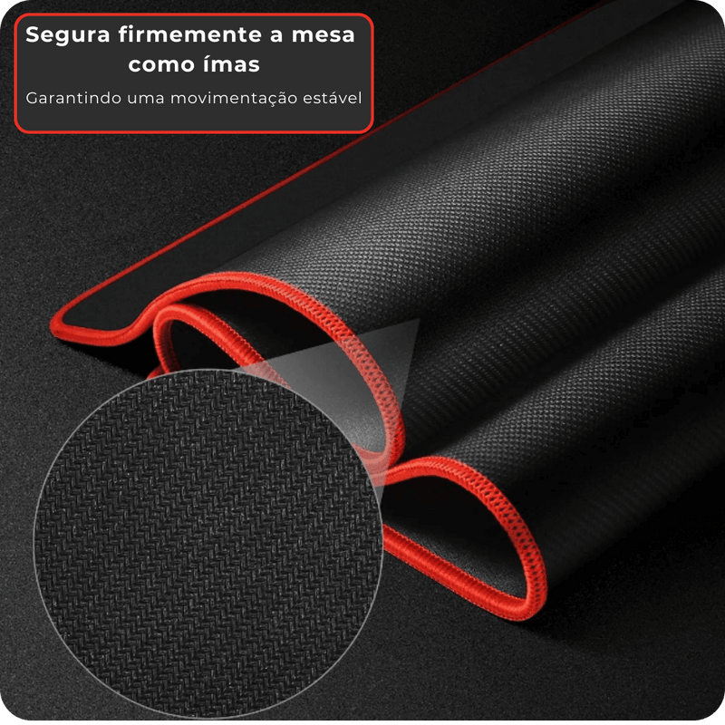 Mousepad Sensix Antiderrapante com Borda Costurada Vermelha