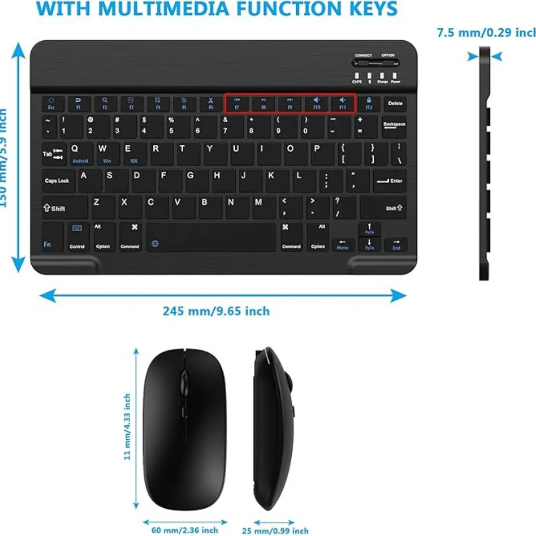 Conjunto de Teclado + Mouse sem fio e Bluetooth e tablet- Preta- Abnt 2 Generico