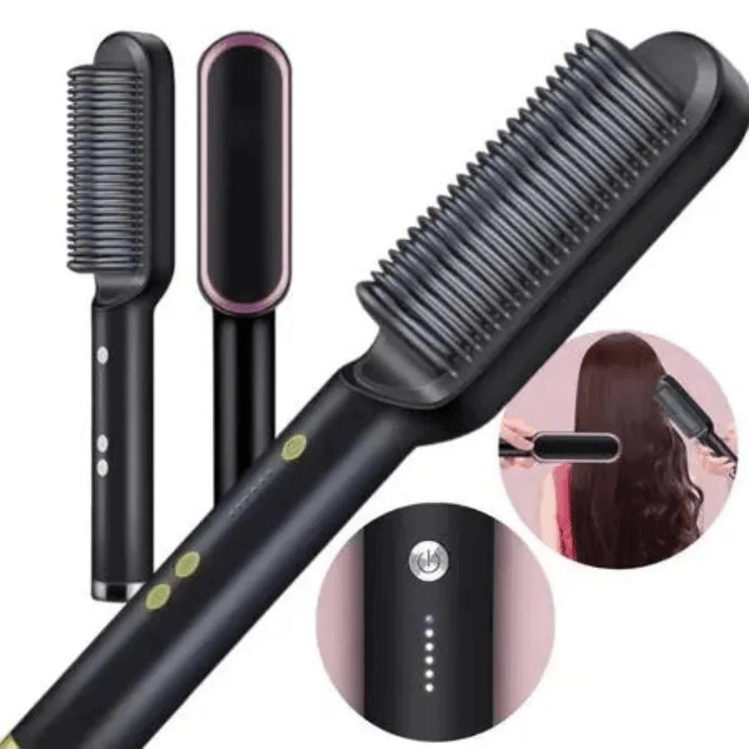 ShineBrush - Escova Alisadora Premium (Preto) AltoTech