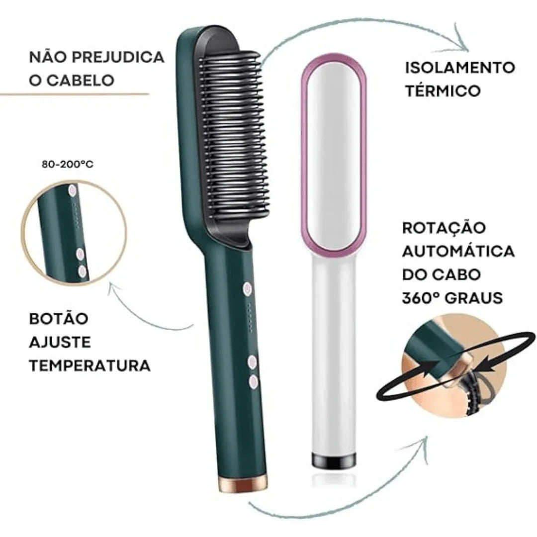 ShineBrush - Escova Alisadora Premium (Verde) AltoTech
