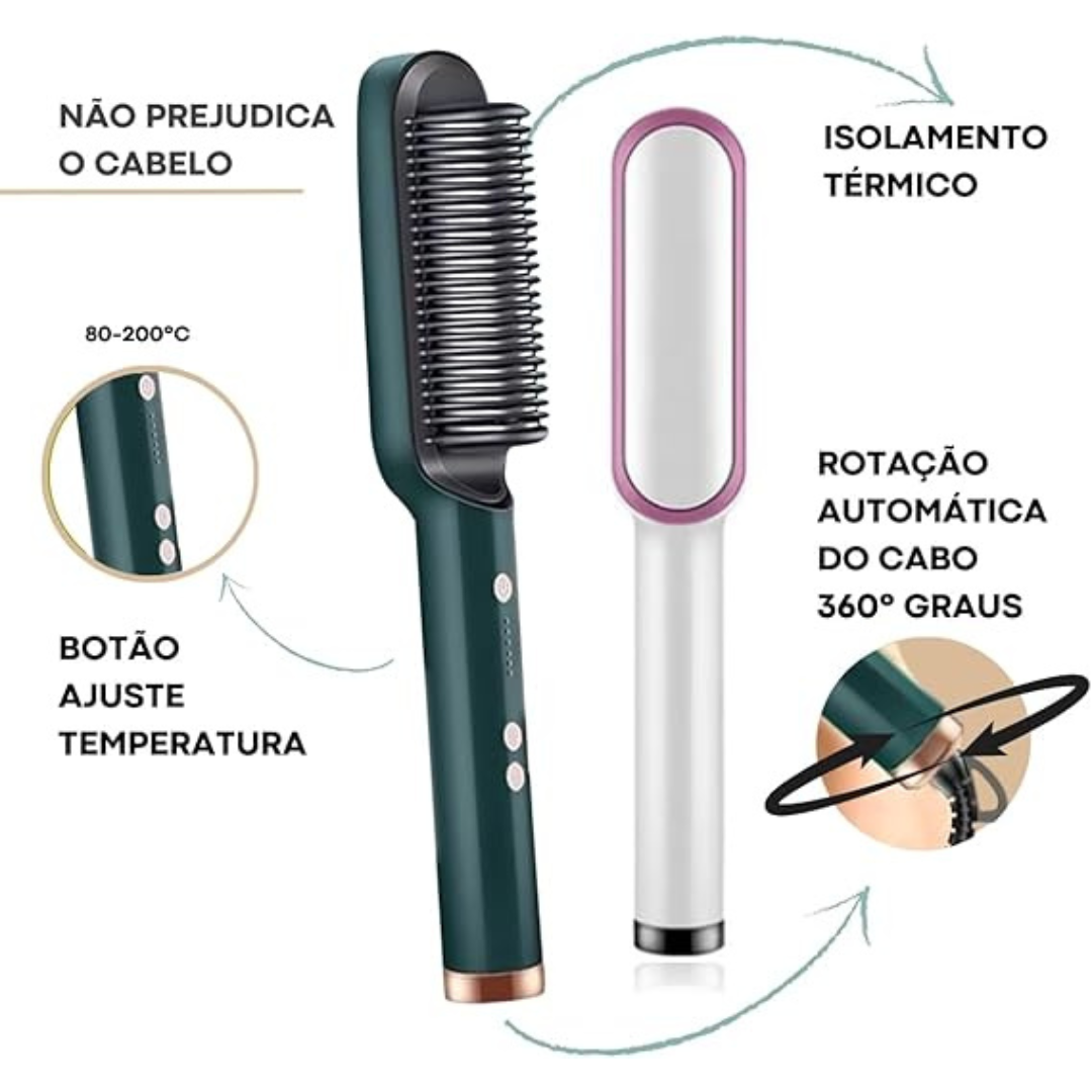 ShineBrush - Escova Alisadora Premium - Verde