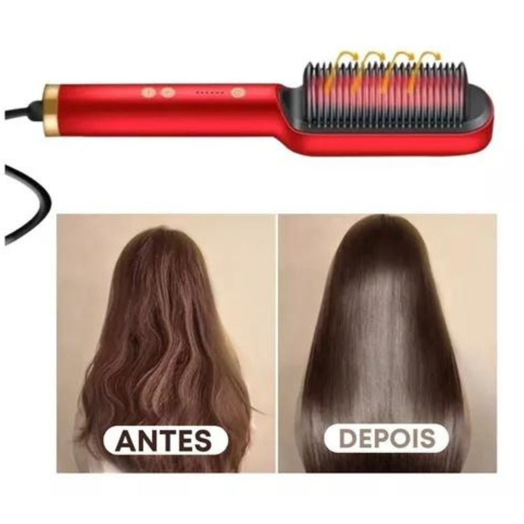 ShineBrush - Escova Alisadora Premium - Vermelho