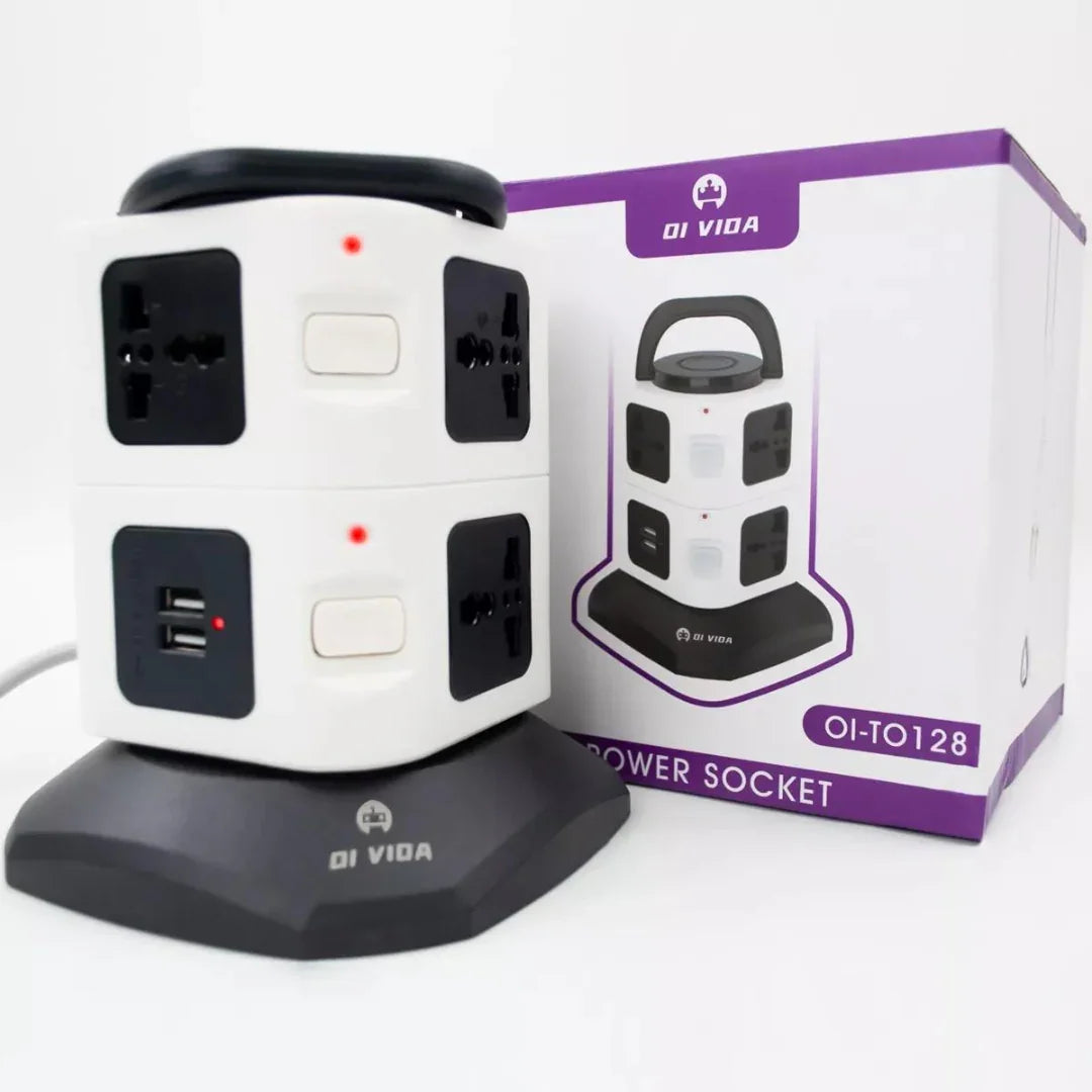 Torre de Tomada Elétrica com 7 Entradas Universais e 2 Portas USB - OI-TO 128 Generico