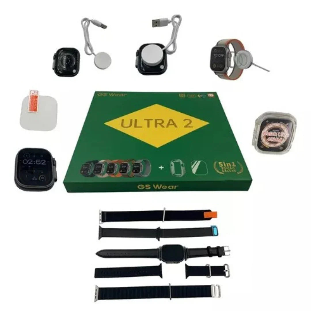 Smartwatch GS Ultra 2 com 5 Pulseiras + Case Protetor e Película-Preto AltoTech