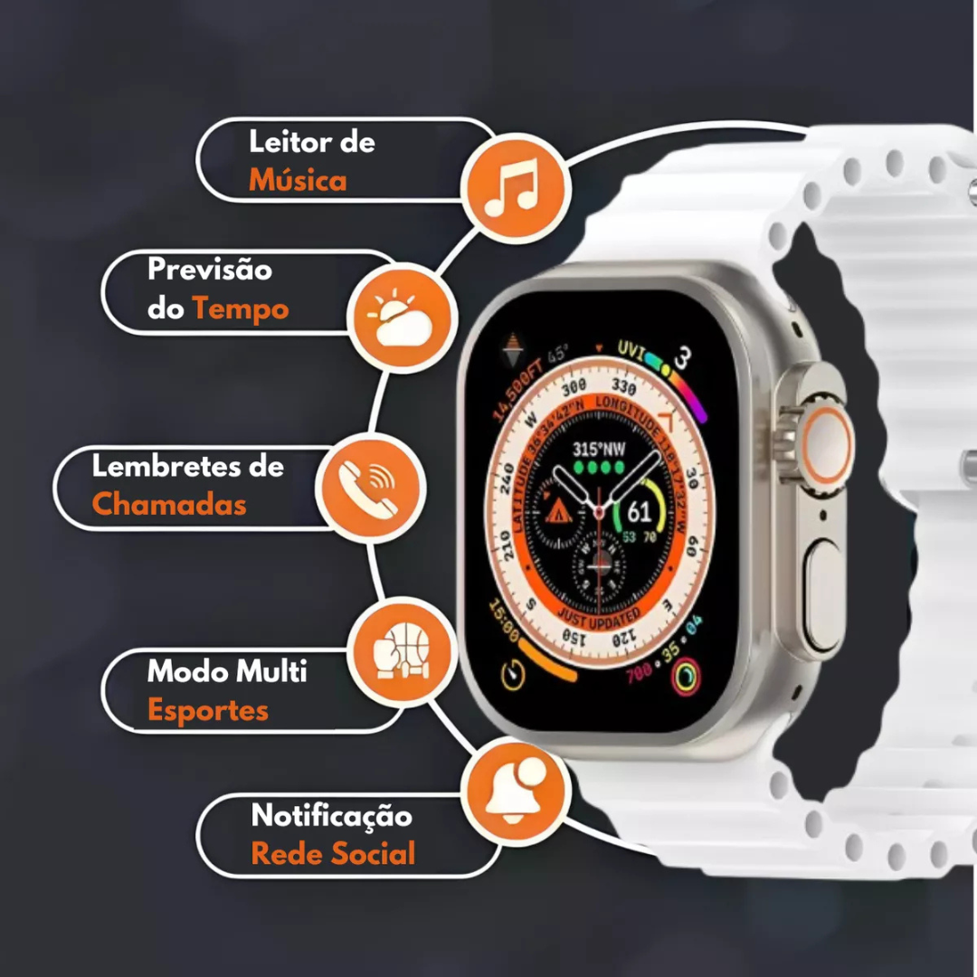 Smartwatch Ultra 9 - 49mm + 7 Pulseiras