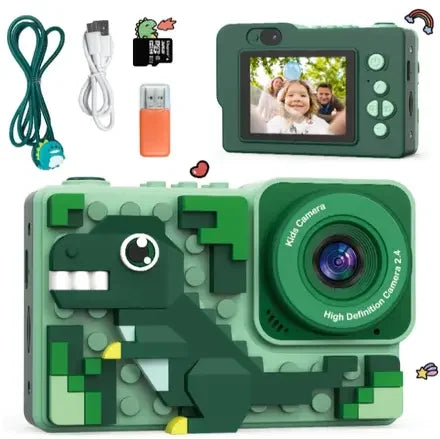 Câmera Digital Infantil Kids Dinossauro - 3 a 12 Anos IPS 2.4" Verde CR-1151 Generico