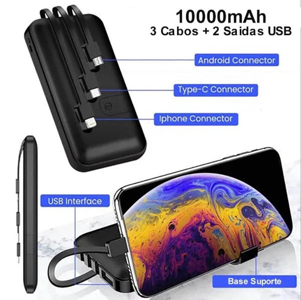 CARREGADOR PORTÁTIL COM SUPORTE 10000MAH PN-953 Generico