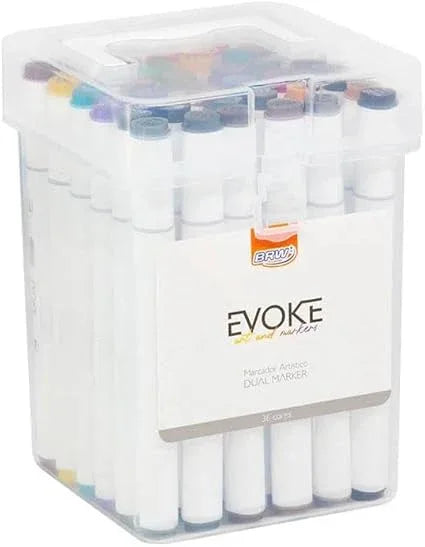 Conjunto de Caneta Colorida Ponta Dupla 36Pçs com Estojo (Versão Pretas ou Brancas) Generico