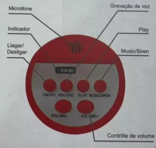 MEGAFONE PORTATIL Recarregável Sirene Amplificador Gravador Autofalante Voz Música USB BM-F944 Generico