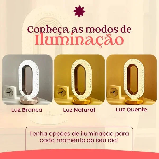 RETRÔ - Luminária Abajur Cristal Led Touch Recarregável USB Genérica