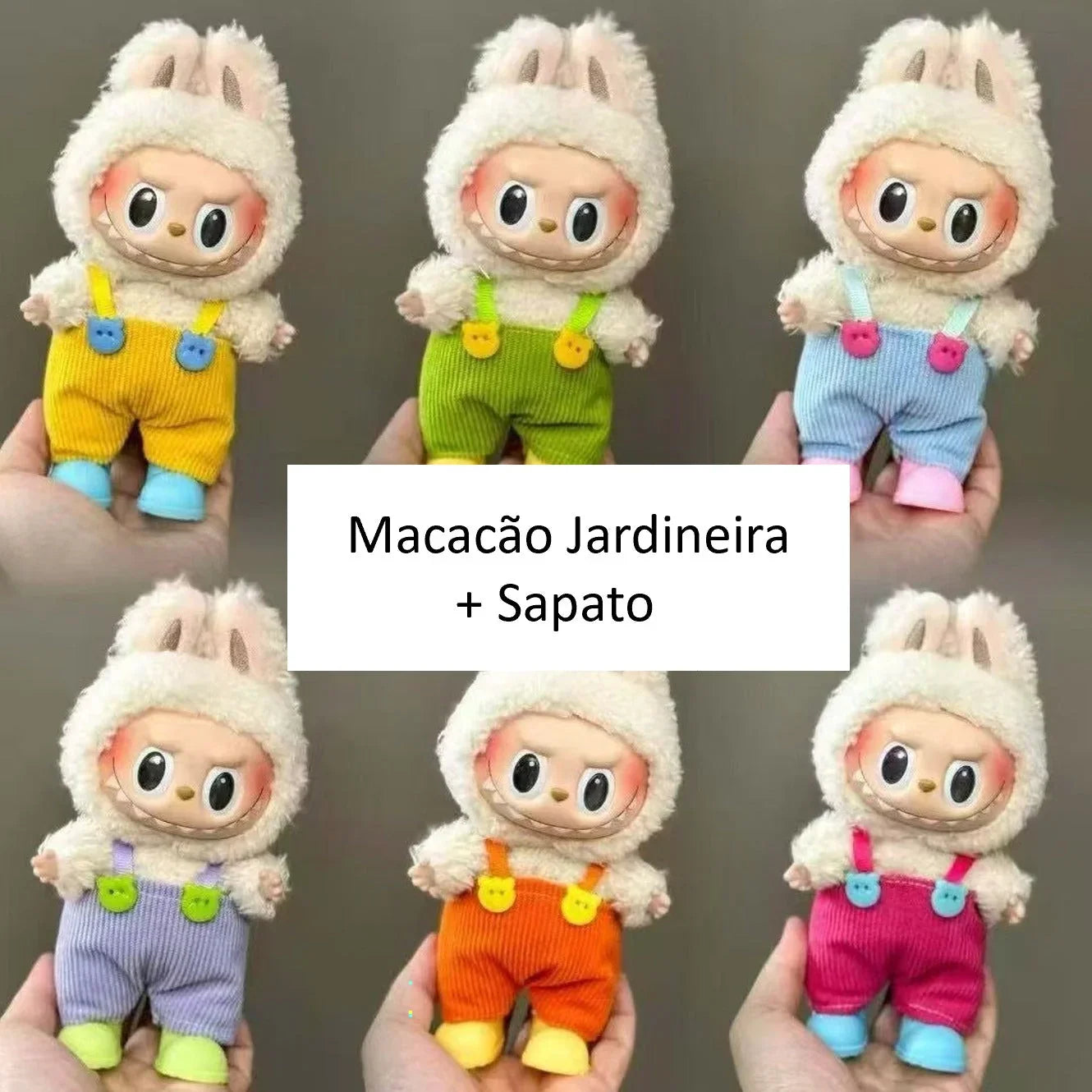 KIT SEM CAIXA + ROUPAS - Geração 3  (Sortidos) - Kit 1 Labubu Monstros Mini Pelúcias Colecionável Personalizável + 1 Roupa Generico