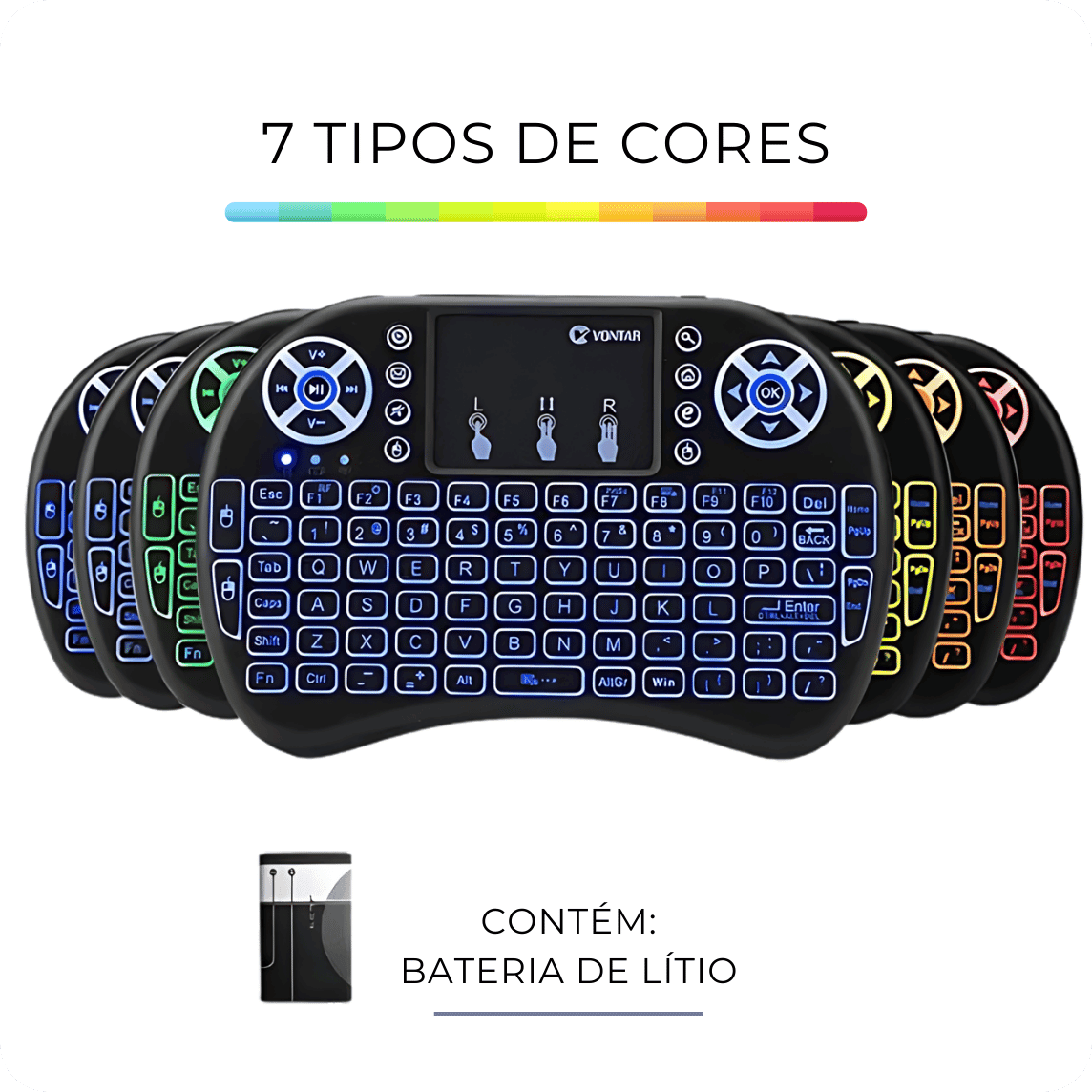 Mini teclado Controle Multimídia i8 RGB AltoTech