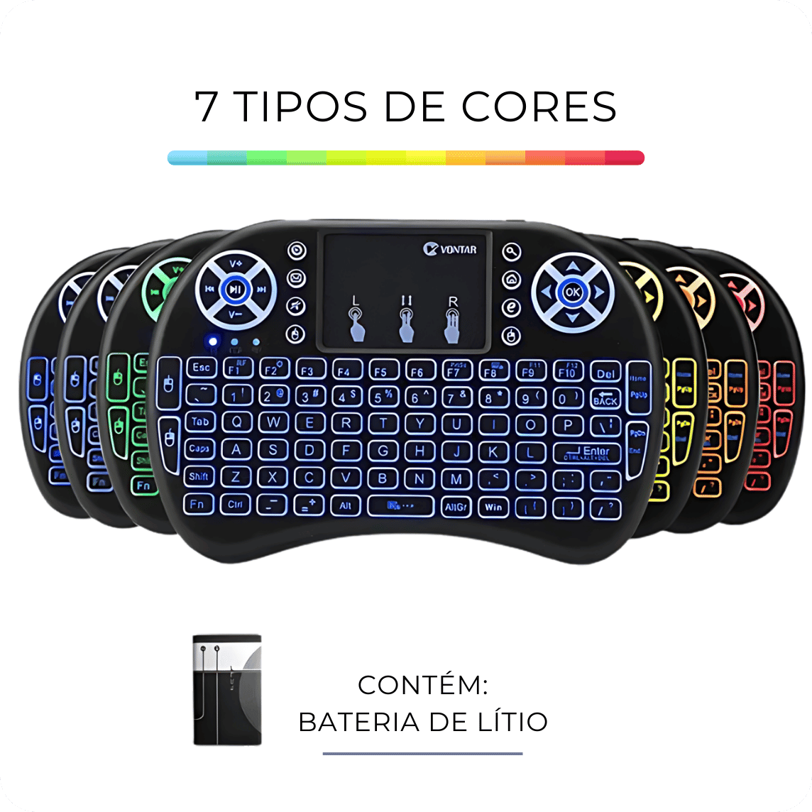 Mini teclado Controle Multimídia Sem fio RGB