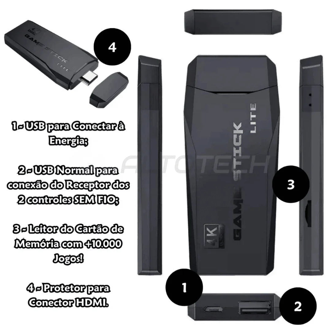 PlayStream 4K - Game Stick com Gráficos Ultra HD AltoTech