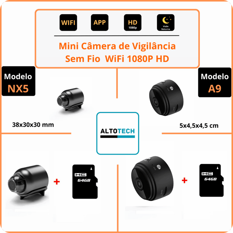 Mini Câmera de Vigilância Sem Fio - WiFi 1080P HD Visão Noturna™