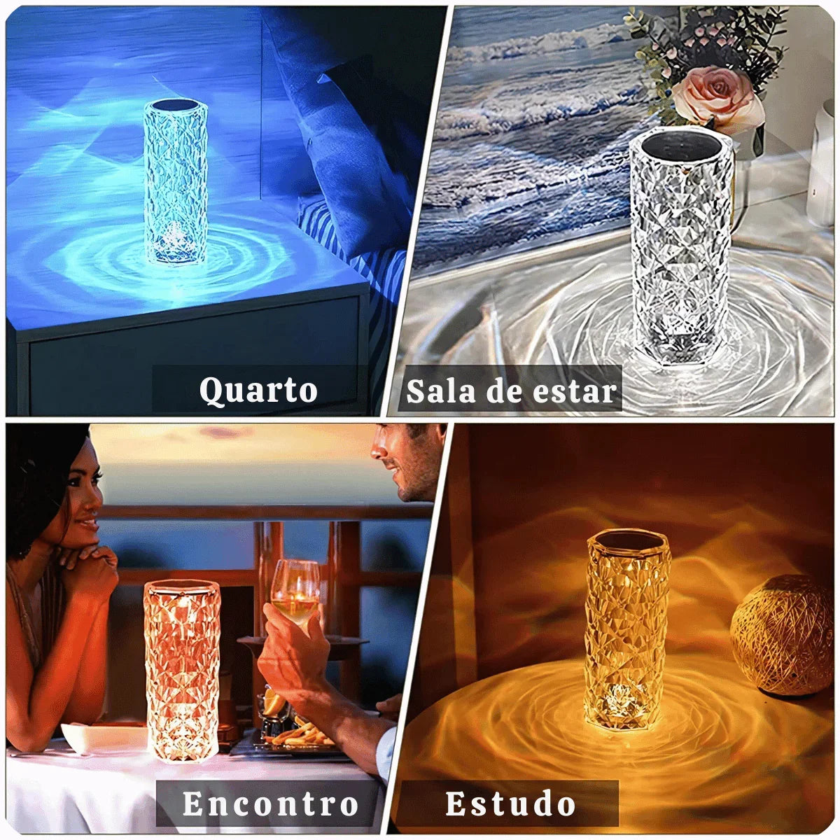 Luminária De Mesa Diamantada 16 Cores LED AltoTech