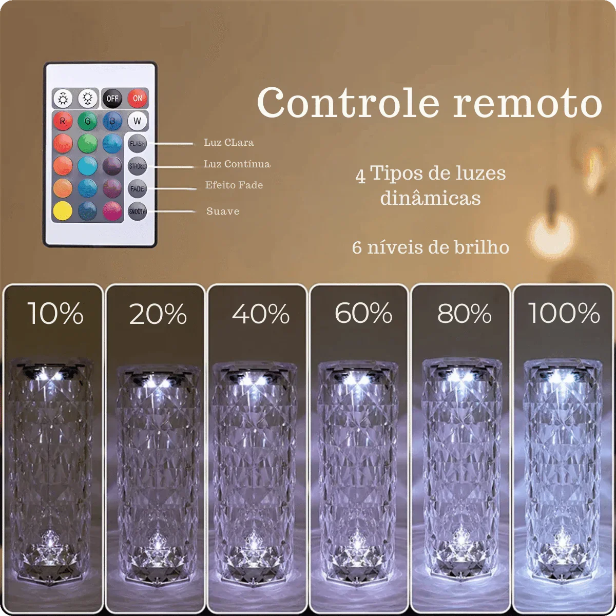 Luminária De Mesa Diamantada 16 Cores LED AltoTech