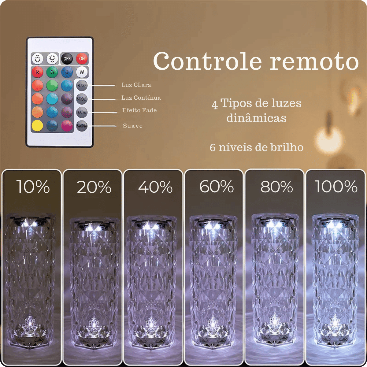 Luminária De Mesa Diamantada 16 Cores LED