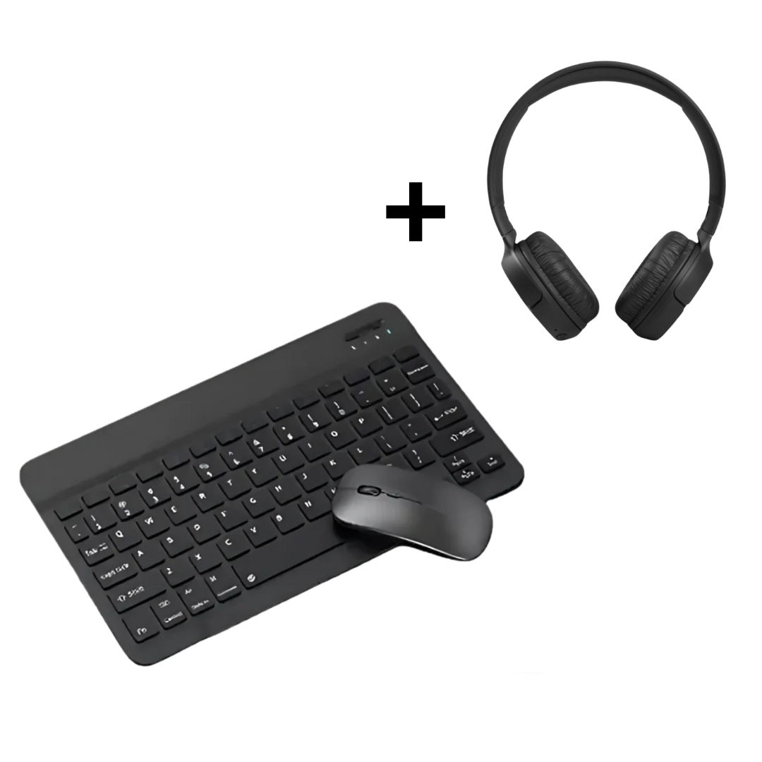Kit Fone de Ouvido Bluetooth Tune 510 + Conjunto Teclado e Mouse Sem Fio - Preto