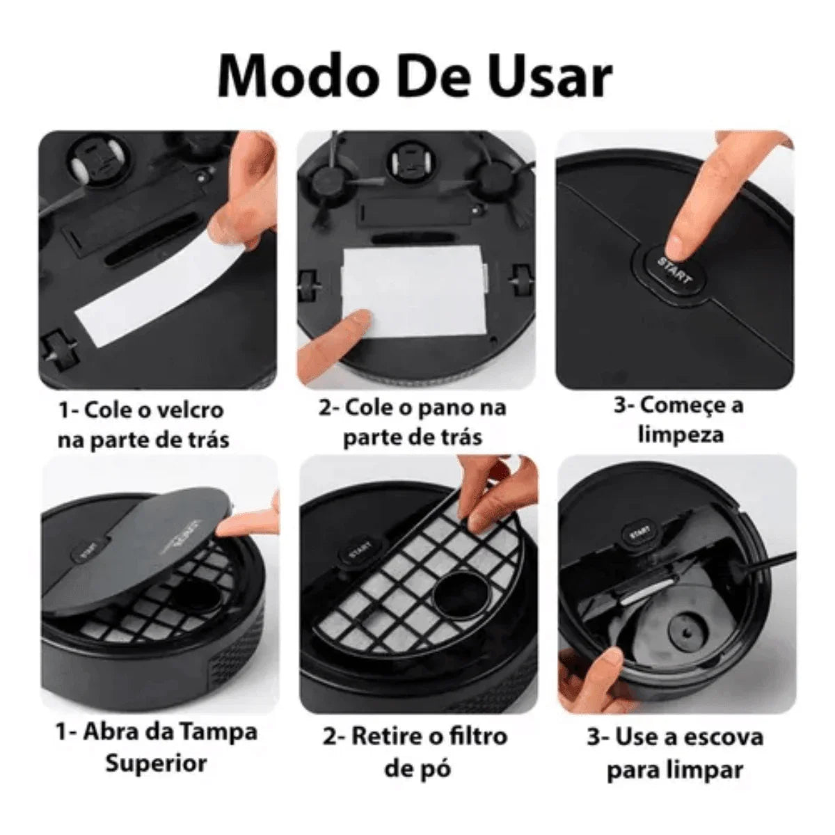 Robô Aspirador de Pó Recarregável - Sweepin Robot (Preto) AltoTech