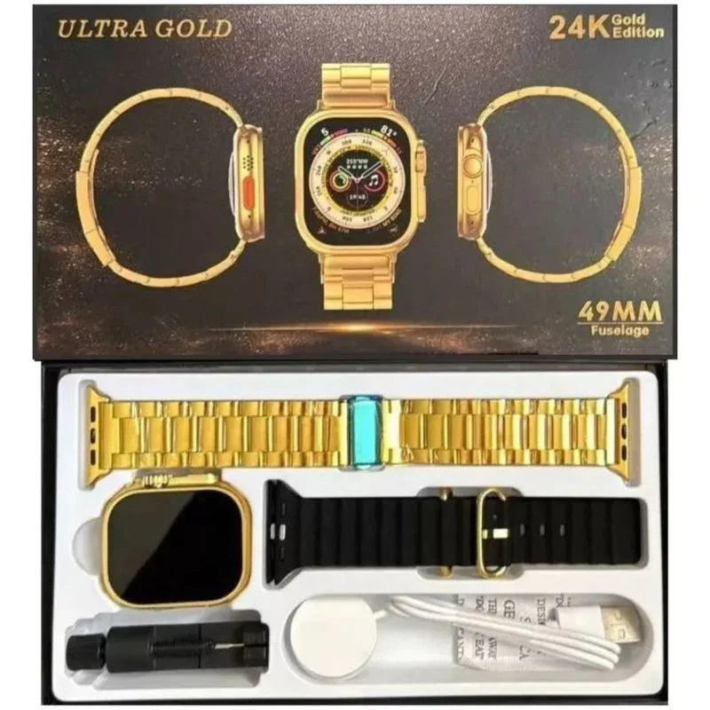 Relógio Smartwatch Gold Bw15 Ultra Max + 2 Pulseira - Dourado/Preto AltoTech