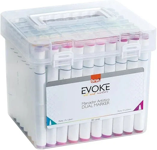 Conjunto de Caneta Colorida Ponta Dupla 120Pçs com Estojo (Versão Pretas ou Brancas) Generico