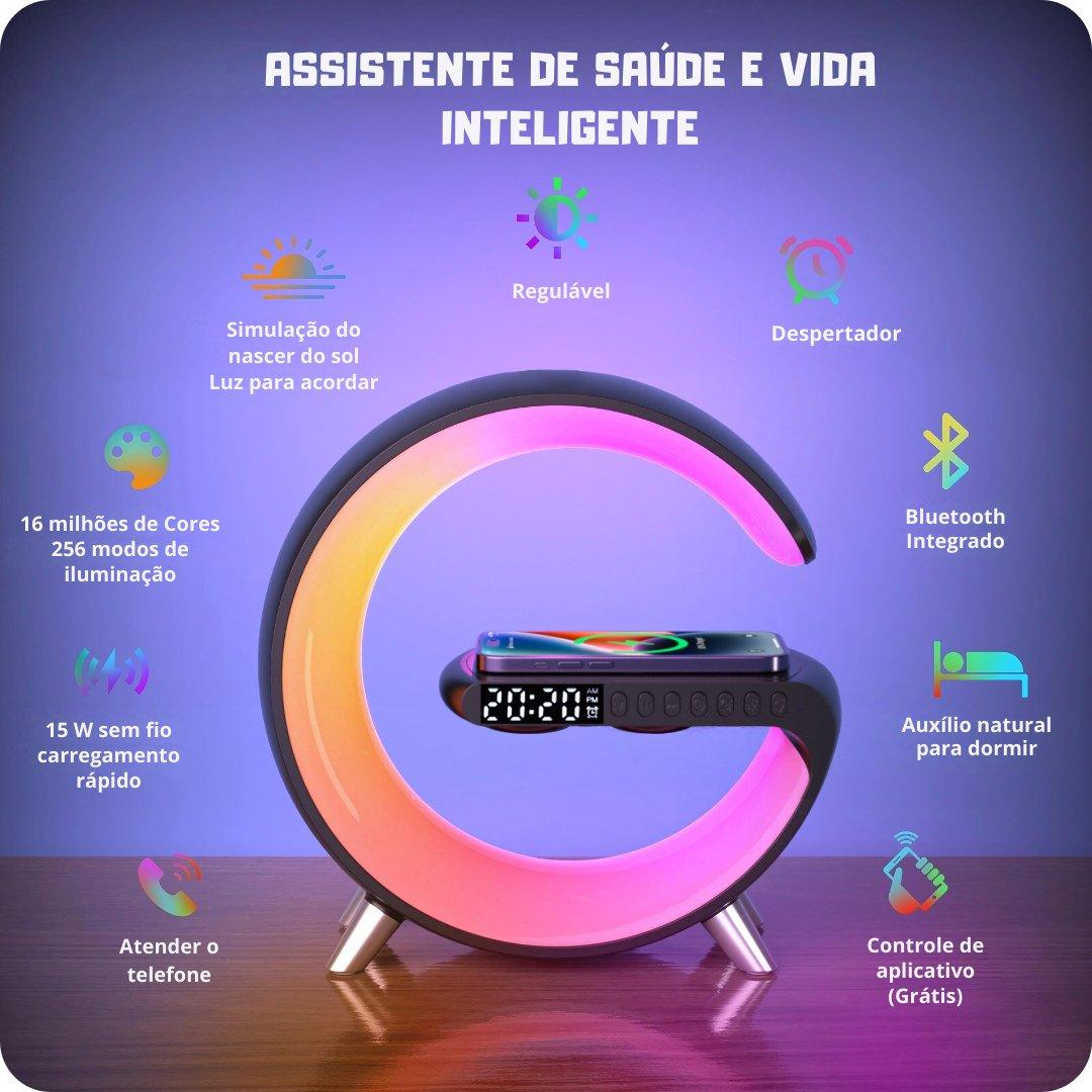 Estação Inteligente Completa - Carregador p/ Indução, Caixa de som, Despertador e Luminária - AltoTech