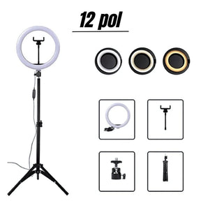 Kit Completo Ring Light Profissional 6/10/12 Pol - Tripé Universal e Controle Remoto - AltoTech