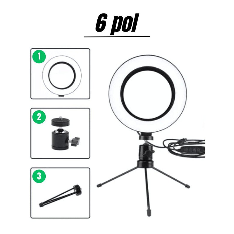 Kit Completo Ring Light Profissional 6/10/12 Pol - Tripé Universal e Controle Remoto - AltoTech