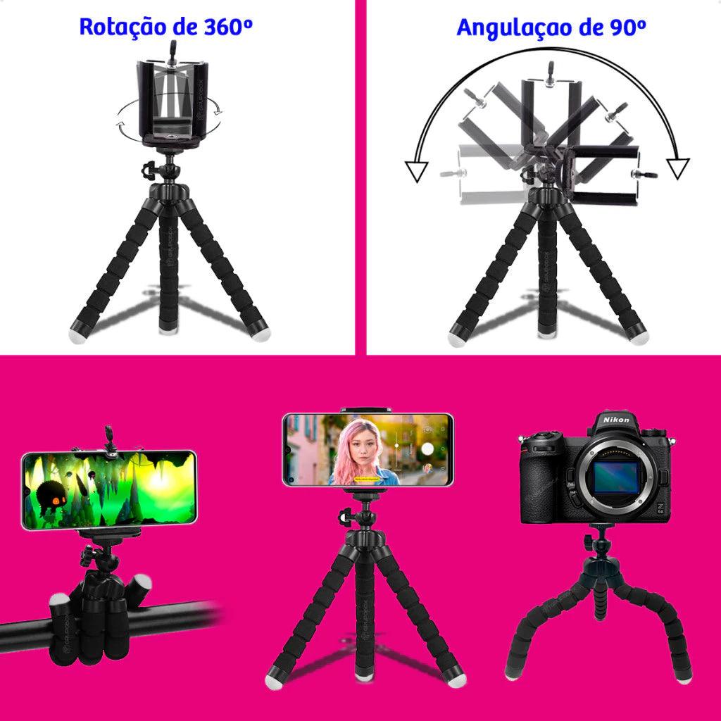 Kit Youtuber Com Tripe + Ring Light + Microfone de Lapela Sem Fio