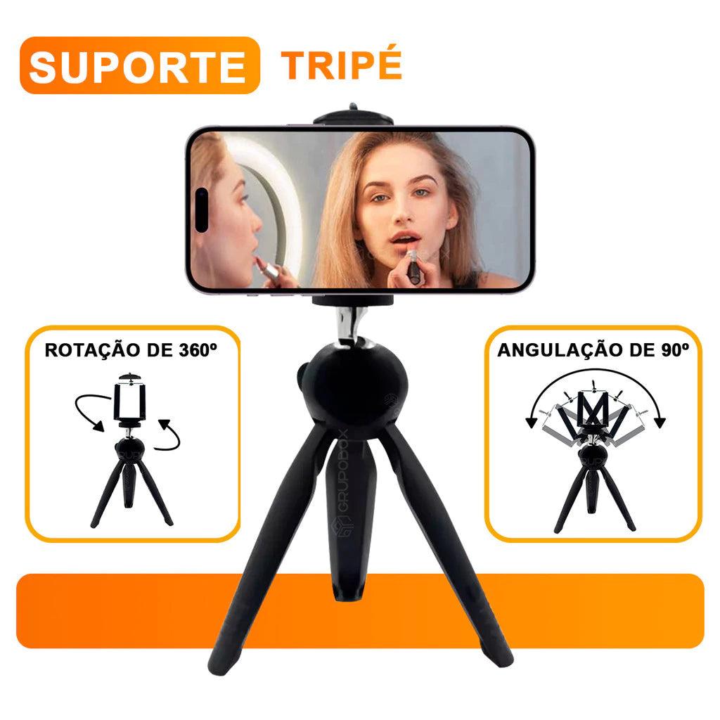 Kit Youtuber Com Tripe + Ring Light + Microfone de Lapela Sem Fio